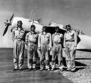Burroughs Gallery: Vought Test Pilot team, 28 May 1942 -Lt-Rt Boone Guyton