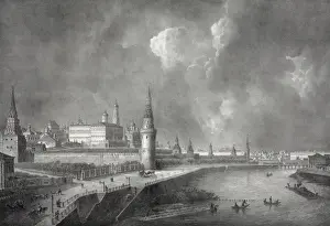 Prise Prints: Vue du cremlin, prise de pont de Pierre