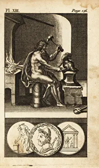 Roman Myth Prints: Vulcan, the Roman god of fire, volcano, metalworking and the for