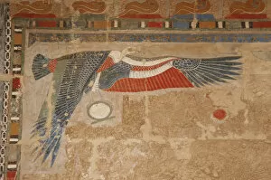 Hatshepsut Collection: Vulture Nekhbet opening their protective wings. Temple of Ha