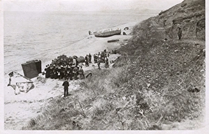 W Beach - Gallipoli - British Sailors attend a beach service W Beach - Gallipoli - British Sailors attend a beach service