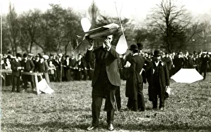 Aero Gallery: W Cochran with model plane at first Aero Club Trials