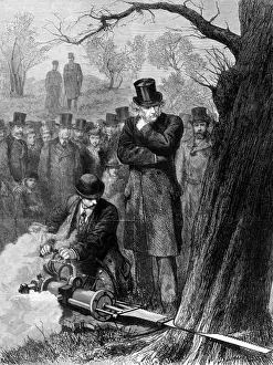 W. E. Gladstone watching a steam-driven saw, Tulse Hill, 1878