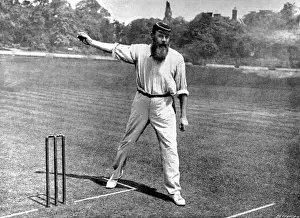 Bowling Prints: W. G. Grace Bowling at the Crystal Palace cricket ground, 190