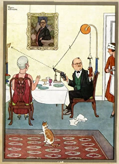 Images Dated 23rd January 2019: W Heath Robinson - Opening the Wine Bottle