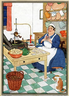 Images Dated 23rd January 2019: W Heath Robinson - Peeling Potatoes by Gramophone