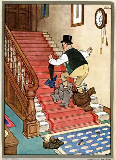 Stairs Prints: W Heath Robinson - Precautions to Muffle Footsteps