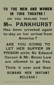 Wspu Prints: W. S. P. U Handbill Mrs. Pankhurst Arrested
