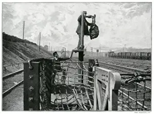Waiting for the mail train 1890s