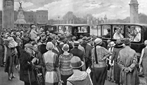 Mall Gallery: Waiting in a queue for the royal courts by Matania