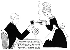 Waiters Prints: Waitress in a gentlemens club by Fish, WW1