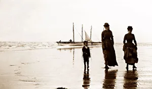 On walk on the beach, Blackpool, Victorian period