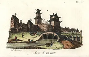 Ferrrario Prints: Wall, fortress and bridge at Peking (Beijing), China