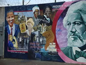 Wall mural of Frederick Douglass at Belfast
