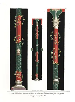 Wall paintings of decorated columns from Pompeii