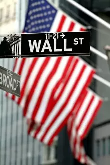 Images Dated 20th August 2011: Wall Street flags in New York, America
