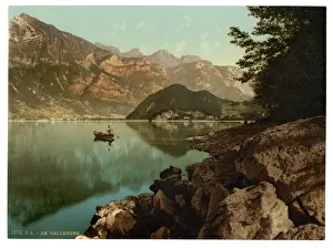 Gall Prints: Wallenstadt Lake, and view of the town, St. Gall, Switzerlan