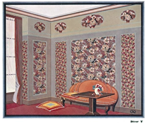 Wallpaper designs shown in a sample interior Wallpaper designs shown in a sample interior
