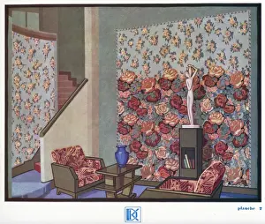 Wallpaper designs shown in a sample interior