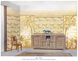 Wallpaper designs shown in a sample interior