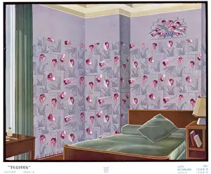 Wallpaper designs shown in a sample interior
