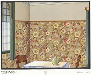 Wallpaper designs shown in a sample interior