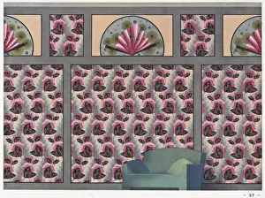 Wallpaper designs shown in a sample interior