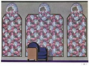 Wallpaper designs shown in a sample interior