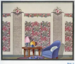 Wallpaper designs shown in a sample interior
