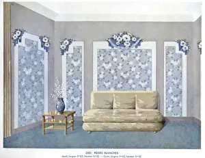 Wallpaper designs shown in a sample interior