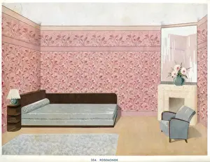 Wallpaper designs shown in a sample interior