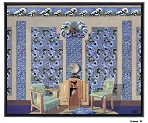 Wallpaper designs shown in a sample interior