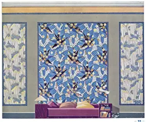 Wallpaper designs shown in a sample interior