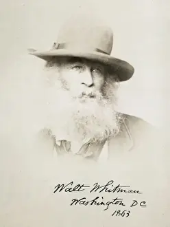 Walt Prints: Walt Whitman, head-and-shoulders portrait, facing right, wea