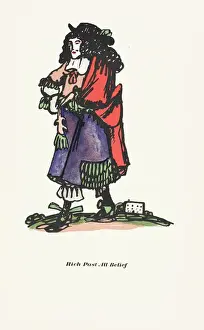 Revised Prints: Walter de la Mare drawing Man in Cavalier costume