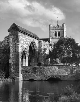 Abbeys Prints: Waltham Abbey Church, founded in the 11th century and bequeathed by Edward