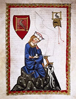 WALTHER VON DER VOGELWEIDE (1170-1230). Codex Manesse (ca.13