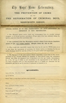 Admission Gallery: Wandsworth Reformatory Admission Form Page 1