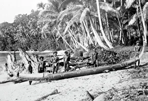 Canoe Prints: War canoe, Solomon Islands, Victorian period