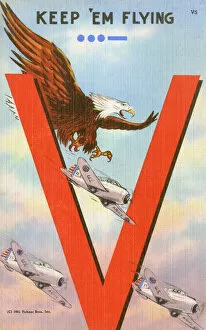 Eagle Collection: US War effort postcard - 1941 - Keep em Flying