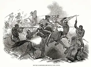 Burns Prints: The War in Kaffirland- The Death of Captain Robert Bambrick (1798 - 1846) of the 7th Dragoon Guards at Burn's Hill