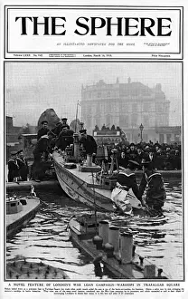 Exhibits Prints: War Loan Campaign in Trafalgar Square, warships launched