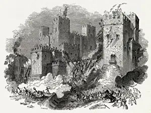 Barons Prints: During his war with the rebel Barons, King John besieges Rochester Castle
