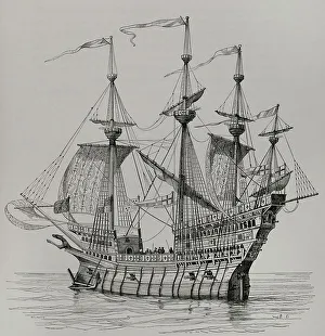 Cannons Prints: War ship which carried King Henry VIII (1491-1547)