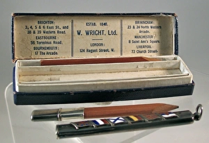 Images Dated 25th January 2012: War souvenir, pencil set, enamel flags of the Allies