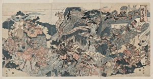 Akasaka Gallery: The warrior Kusunoki barricading himself into Akasaka Castle