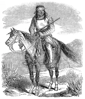 1858 Prints: Warrior of the native American Indian Tribe, the Lipan, c. 18