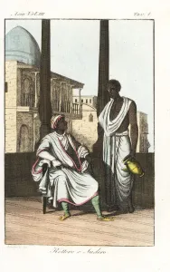 Rajput Prints: Warrior prince or Rajput with servant, 19th century