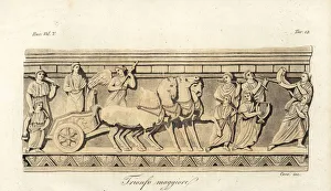 Alabaster Prints: Warrior riding a quadriga in an Etruscan triumphal parade