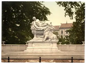 Dusseldorf Prints: Warriors Memorial, Dusseldorf, the Rhine, Germany